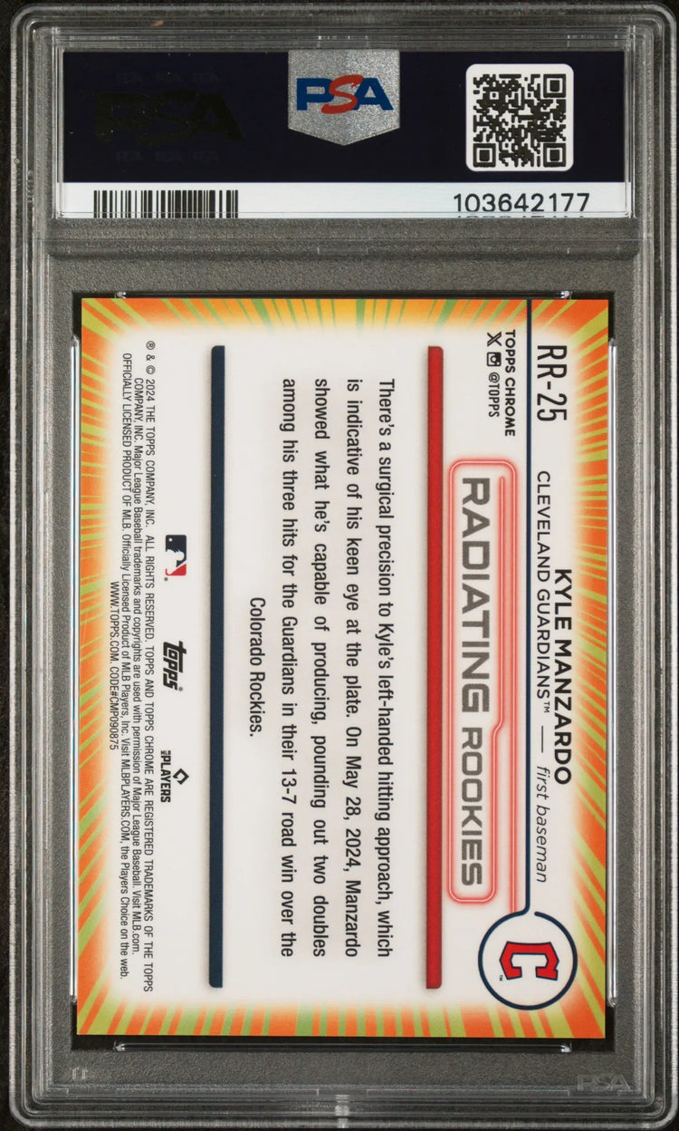 2024 Topps Chrome Radiating Rookies Kyle Manzardo RC Update PSA 10 