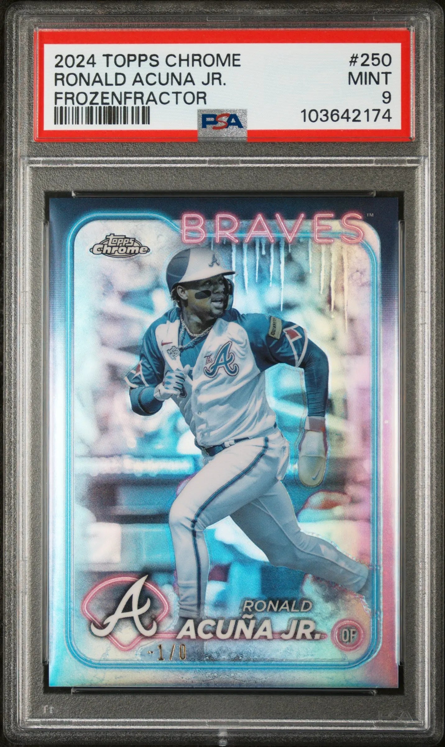 2024 Topps Chrome Ronald Acuna JR.  Frozenfractor -1/0 PSA 9 