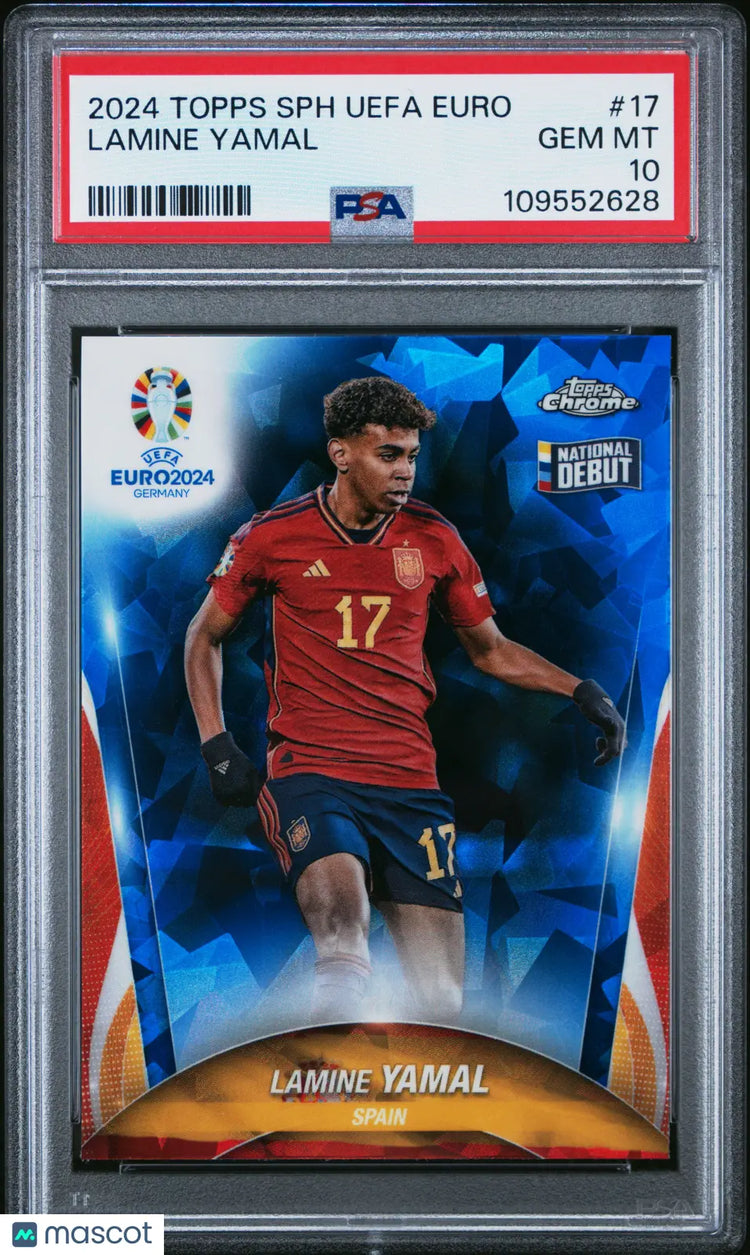2024 Topps Chrome Sapphire UEFA Euro Lamine Yamal #17 PSA 10 