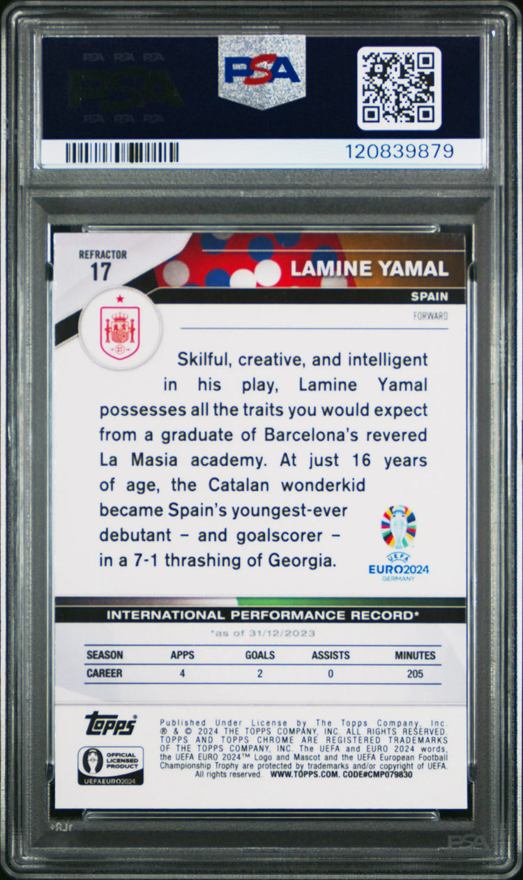 2024 Topps Chrome UEFA Euro Lamine Yamal #17 Refractor PSA 10 