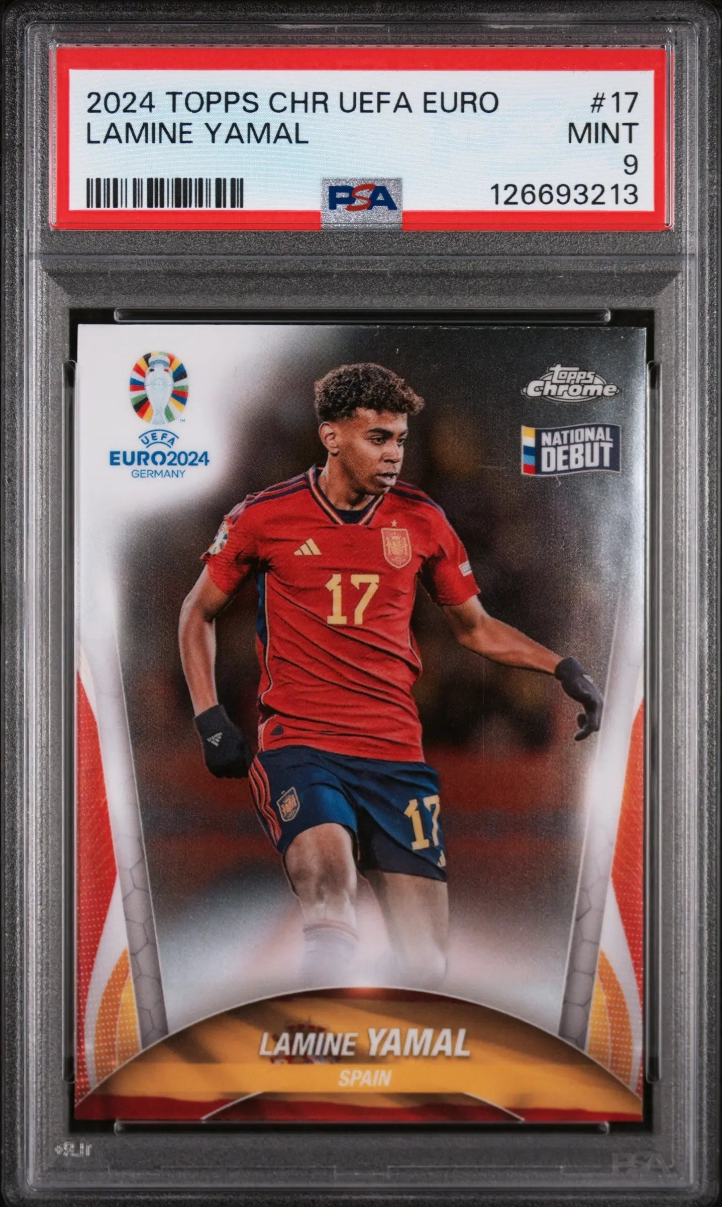 2024 Topps Chrome UEFA Euro National Debut Lamine Yamal  PSA 9 