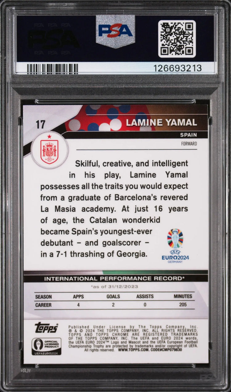 2024 Topps Chrome UEFA Euro National Debut Lamine Yamal  PSA 9 