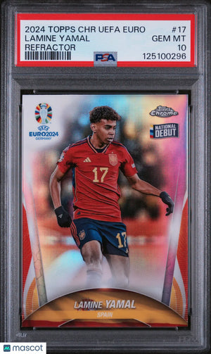 2024 Topps Chrome UEFA Euro National Debut Lamine Yamal #17 Refractor PSA 10 