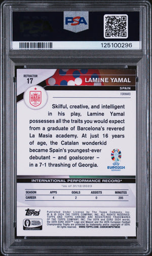 2024 Topps Chrome UEFA Euro National Debut Lamine Yamal #17 Refractor PSA 10 