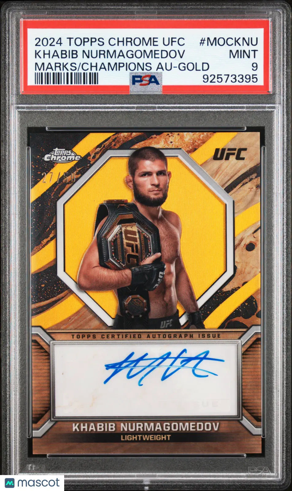 2024 Topps Chrome UFC Marks Of Champions Autographs Khabib Nurmagomedov #MOCKNU Champs Gold Ref PSA 9 