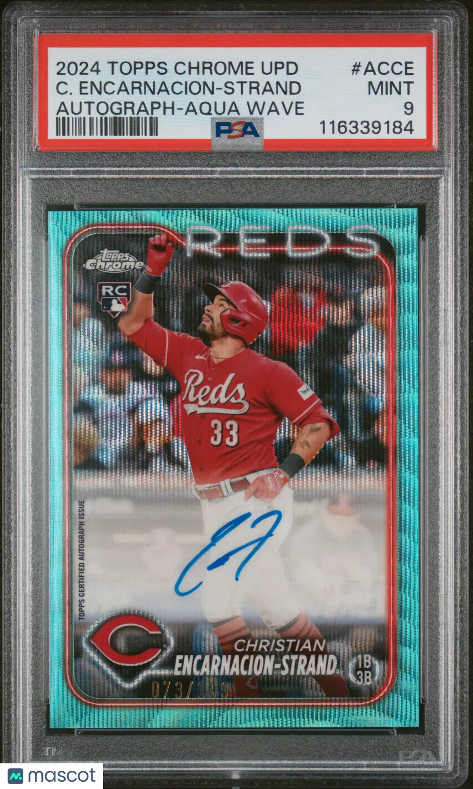 2024 Topps Chrome UPD Baseball  C. Encarnacion-Strand Aqua Wave Auto PSA 9 /199 