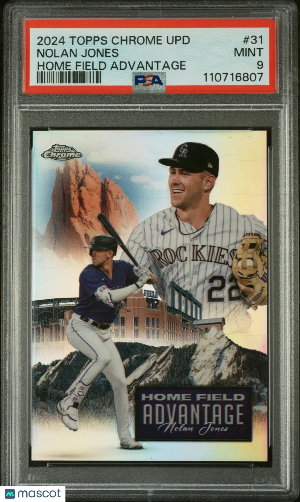 2024 Topps Chrome Update Home Field Advantage Nolan Jones PSA 9 