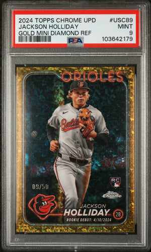 2024 Topps Chrome Update Rookie Jackson Holliday Gold Mini Diamond /50 RC PSA 9 