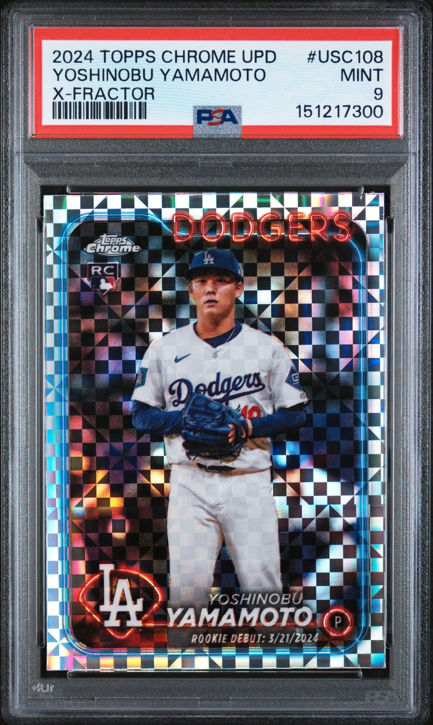 2024 Topps Chrome Update Rookie Yoshinobu Yamamoto X-Fractor RC PSA 9 