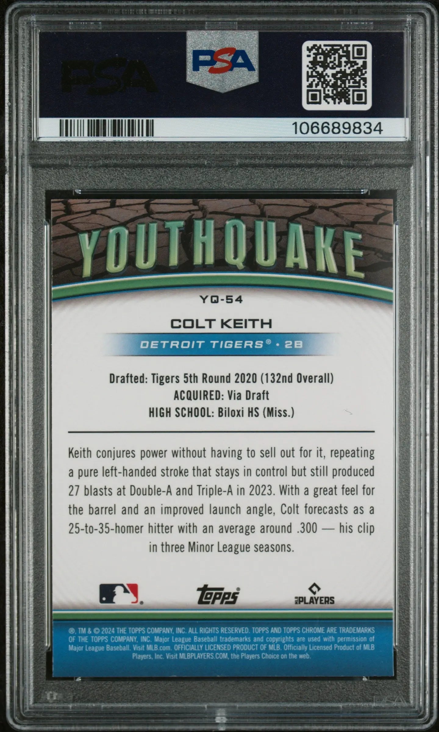 2024 Topps Chrome Youthquake Colt Keith RC Rookie Green Refractor PSA 10 /99 
