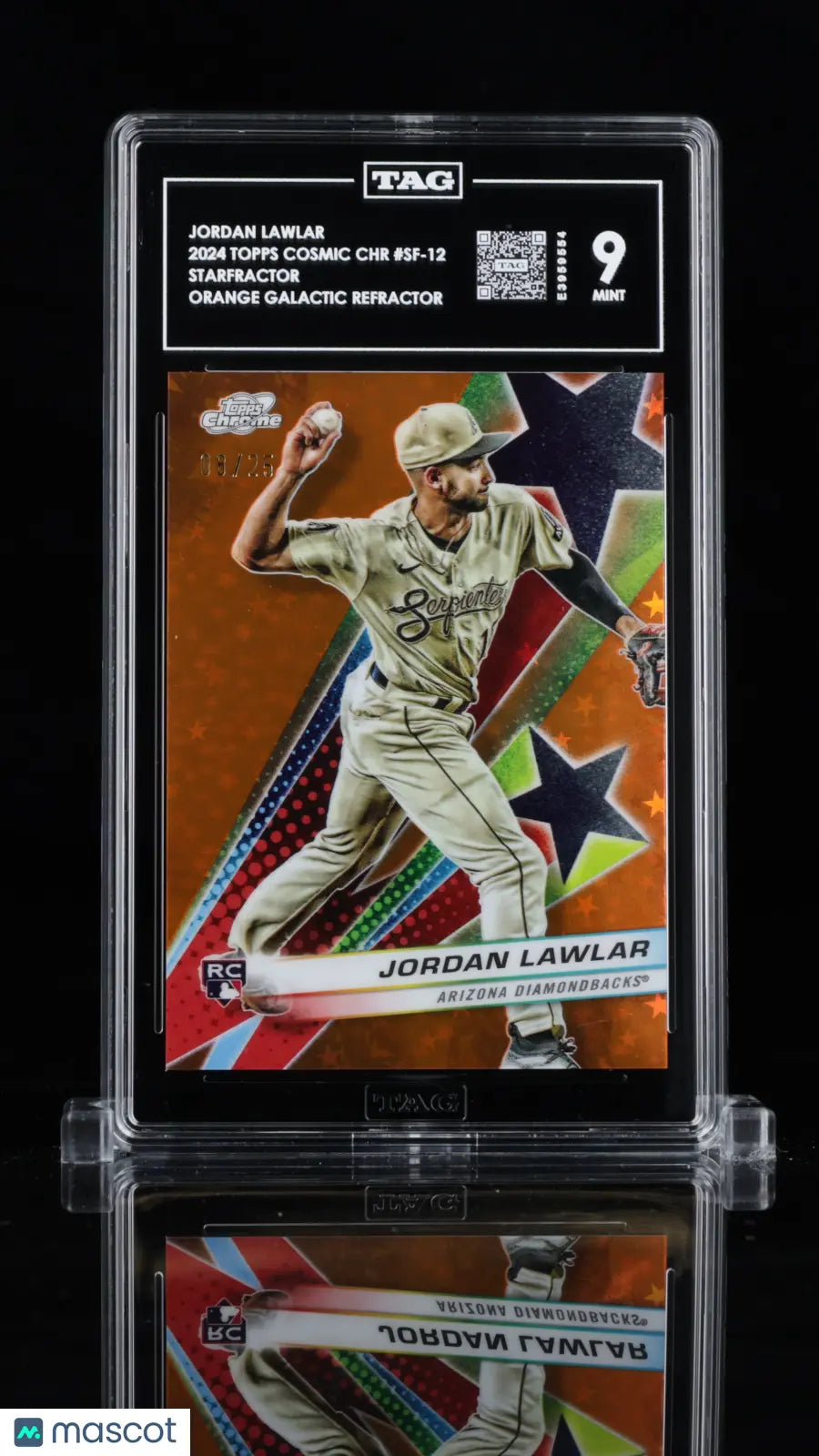 2024 Topps Cosmic Chrome Jordan Lawlar RC Orange Galactic Refractor TAG 9 /25 