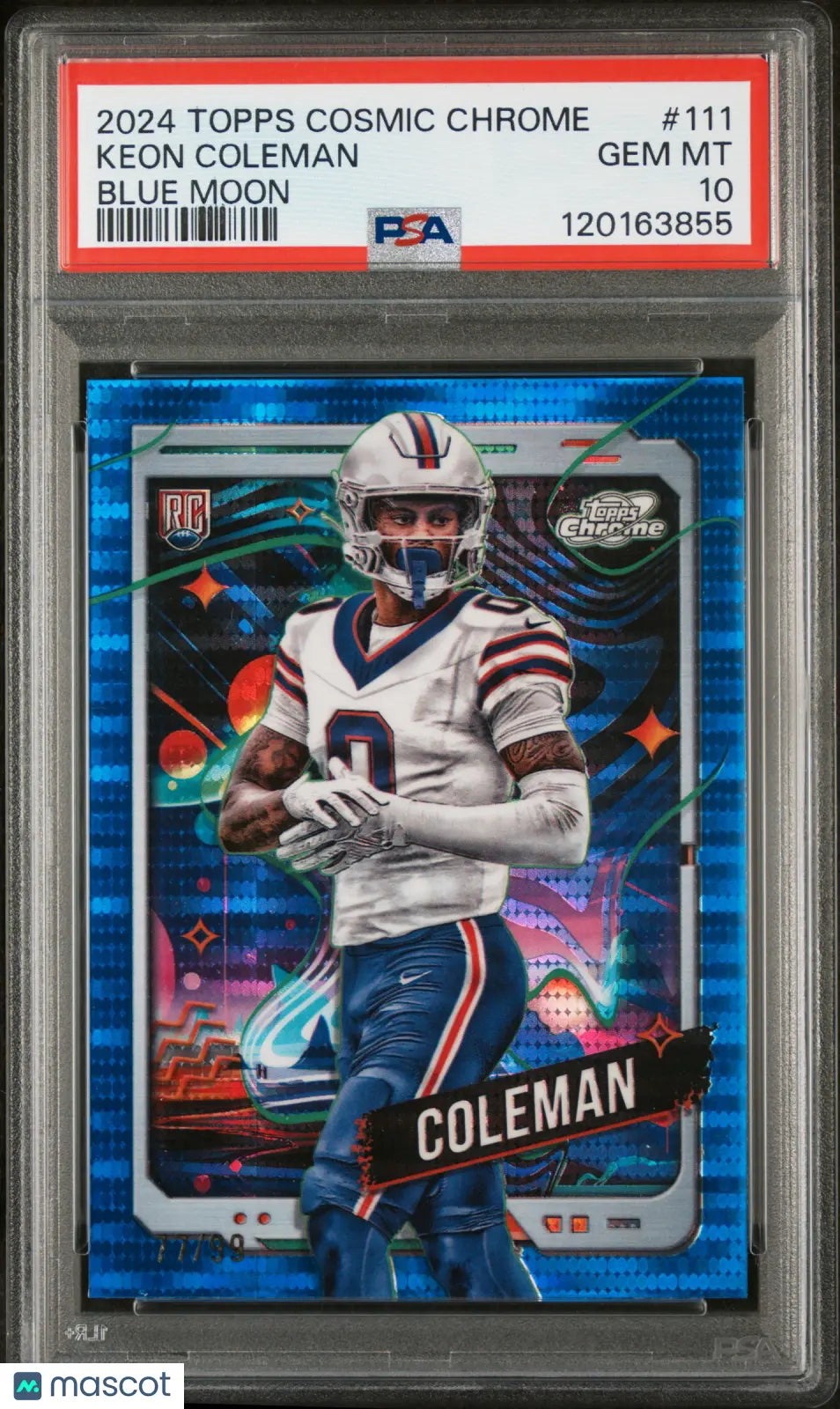 2024 Topps Cosmic Chrome Keon Coleman RC Rookie Blue Moon PSA 10 /99 