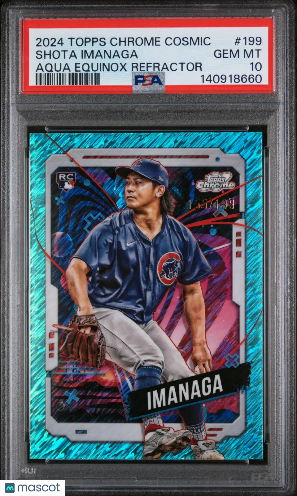 2024 Topps Cosmic Chrome Shota Imanaga #199 Aqua Equinox Refractor PSA 10 