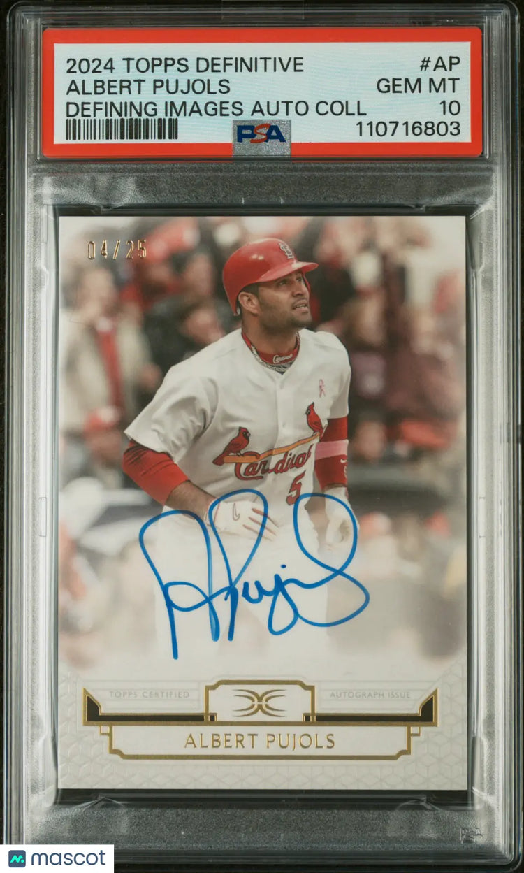 2024 Topps Definitive Baseball Defining Images Auto Albert Pujols PSA 10 /25 