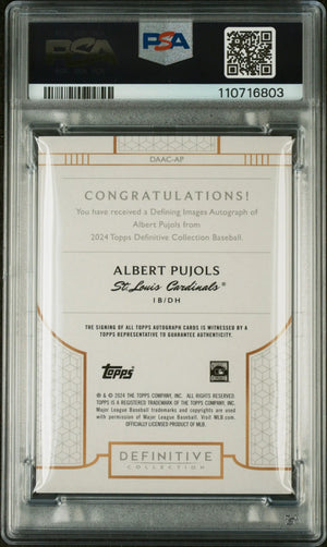 2024 Topps Definitive Baseball Defining Images Auto Albert Pujols PSA 10 /25 