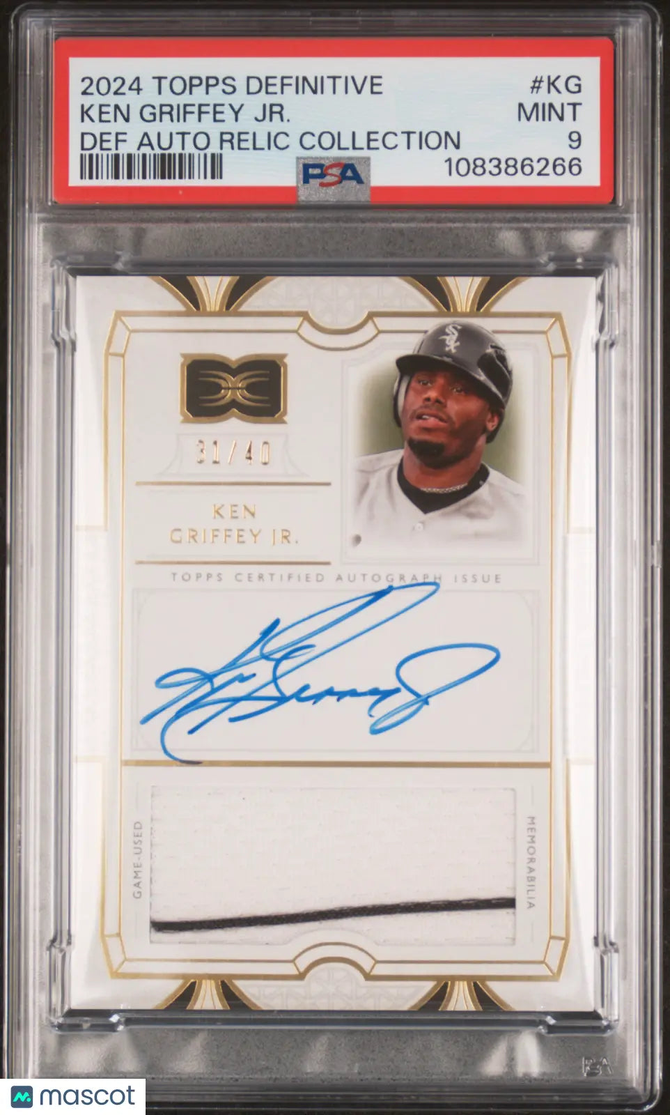 2024 Topps Definitive Collection Autograph Relic Ken Griffey JR. /40 PSA 9 