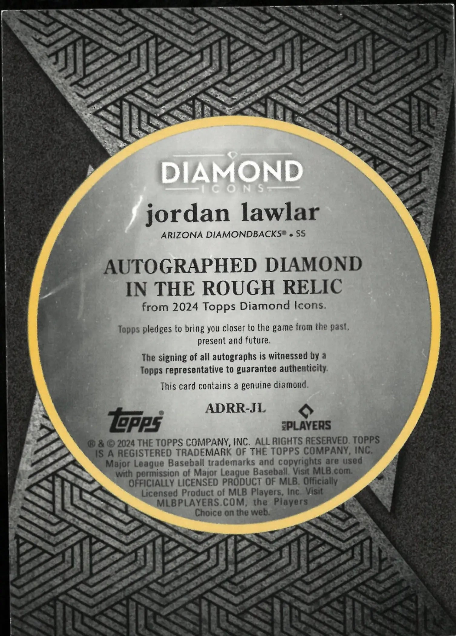 2024 Topps Diamond Icons Diamond In The Rough Relic Rookie Auto Jordan Lawler 1/1 