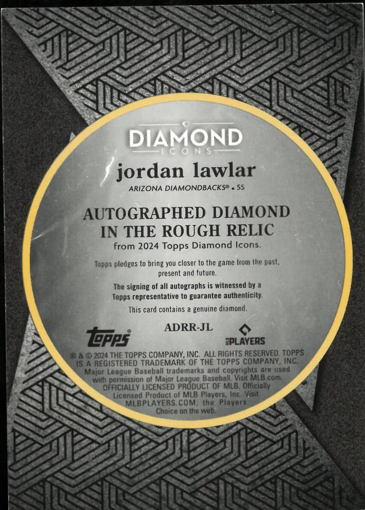 2024 Topps Diamond Icons Diamond In The Rough Relic Rookie Auto Jordan Lawler 1/1 