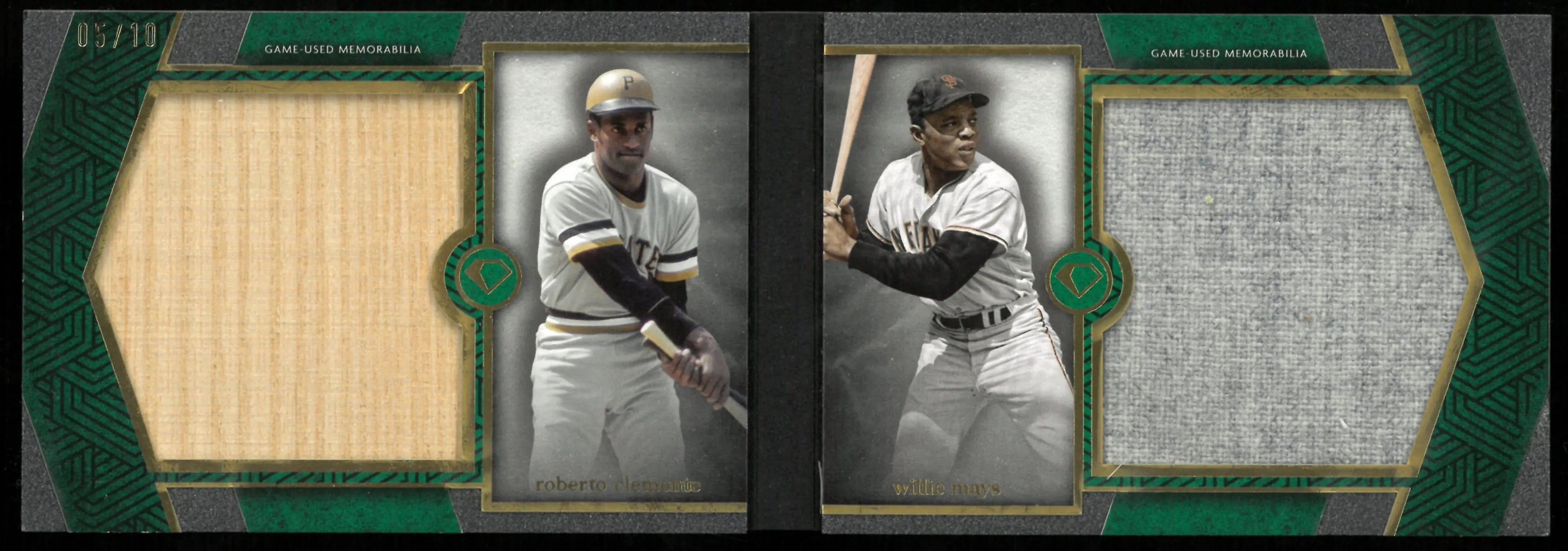 2024 Topps Diamond Icons Dual Player Dual Patch Relic Book Clemente Mays /10 