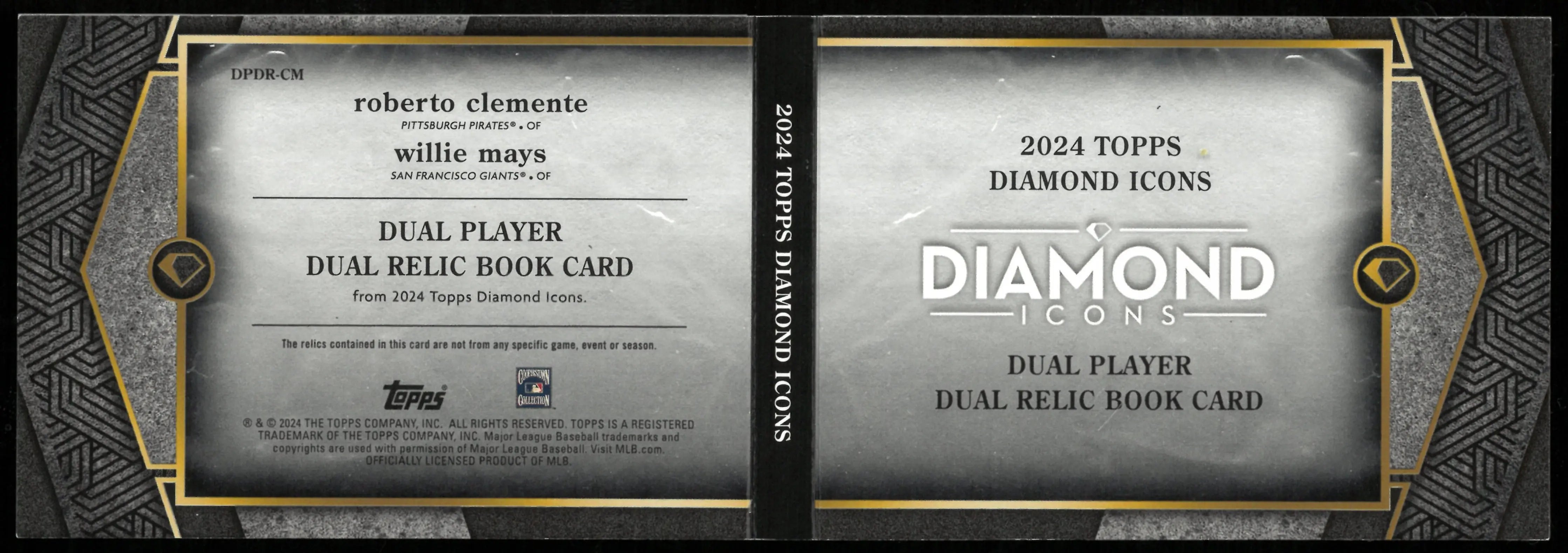 2024 Topps Diamond Icons Dual Player Dual Patch Relic Book Clemente Mays /10 