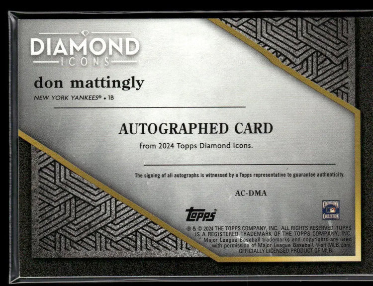 2024 Topps Diamond Icons Gold Auto Don Mattingly /10 