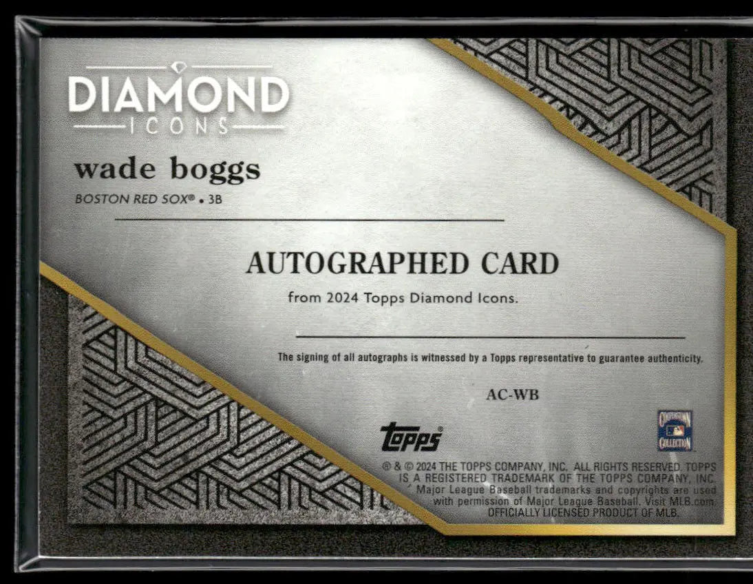 2024 Topps Diamond Icons Green Auto Wade Boggs /25 