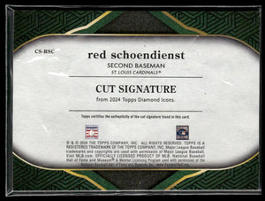 2024 Topps Diamond Icons Green Cut Signature Auto Red Schoendienst /3 