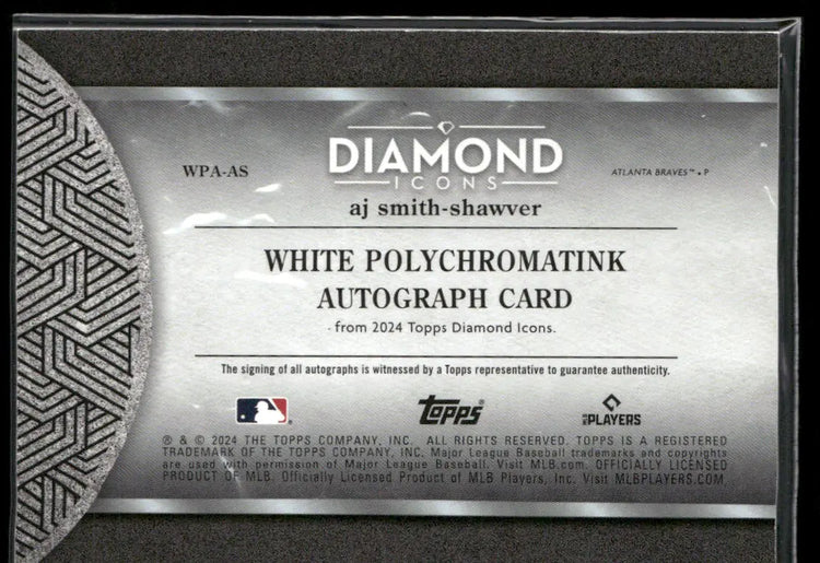2024 Topps Diamond Icons Purple White Polychromatink Rookie Auto Aj Smith-Shawver /5 