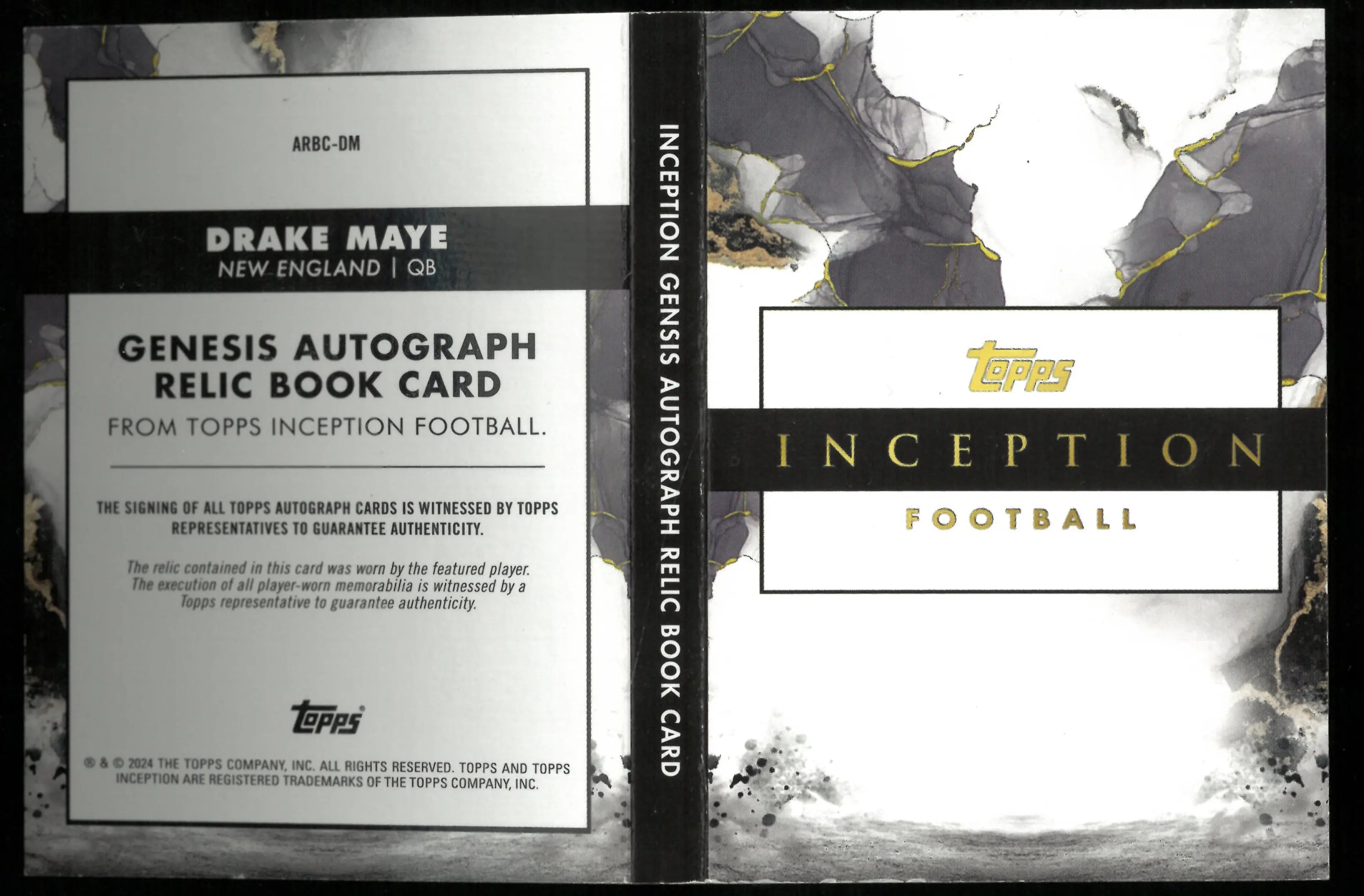 2024 Topps Drake Maye Genesis Autograph Relic Book Drake Maye /25 