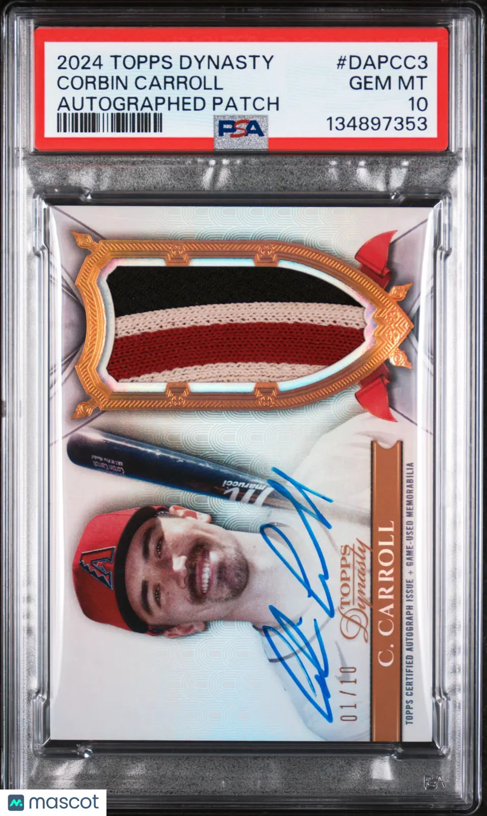 2024 Topps Dynasty Autograph Auto Patch Corbin Carroll  1/10 PSA 10 