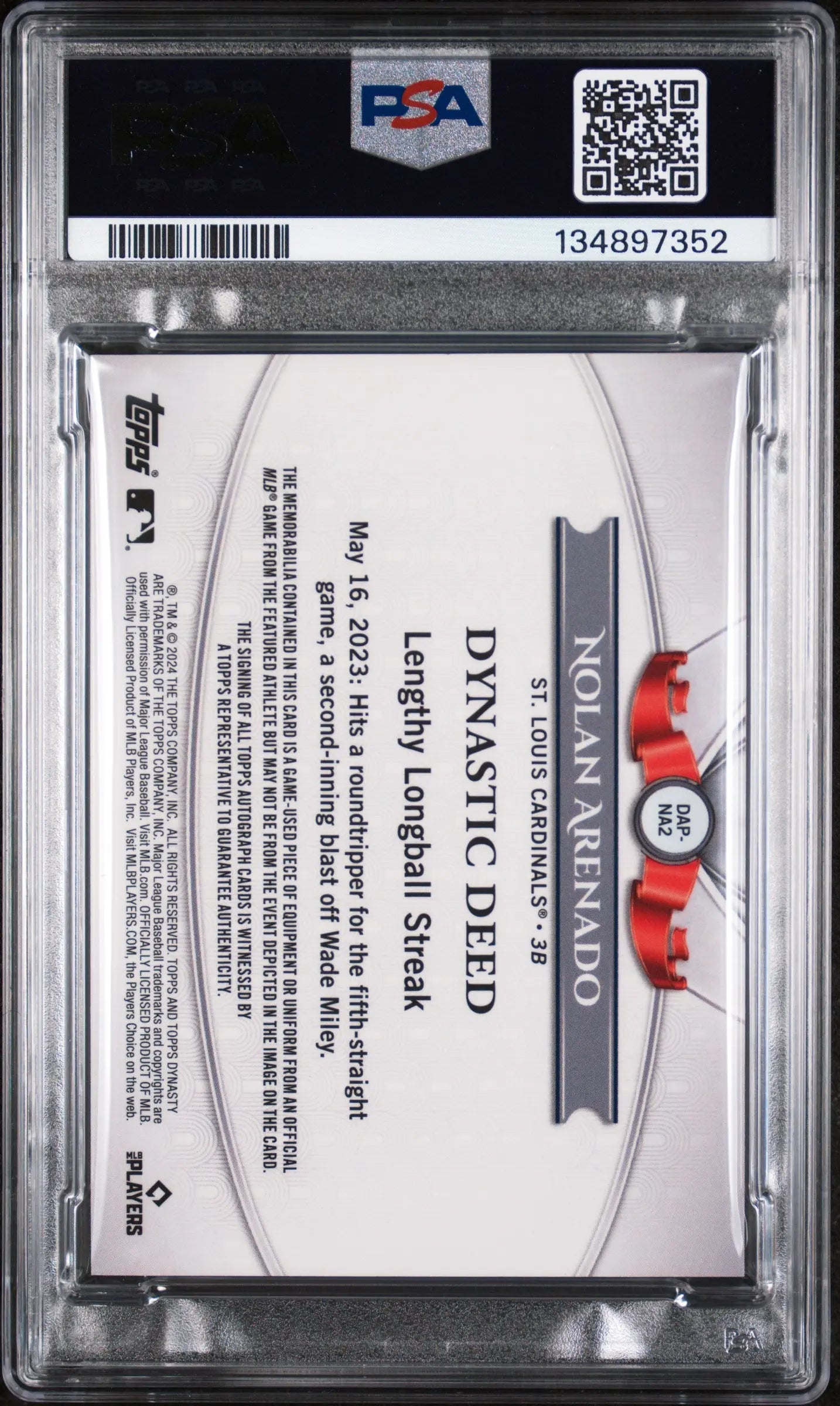 2024 Topps Dynasty Autograph Auto Patch Nolan Arenado /10 PSA 10 
