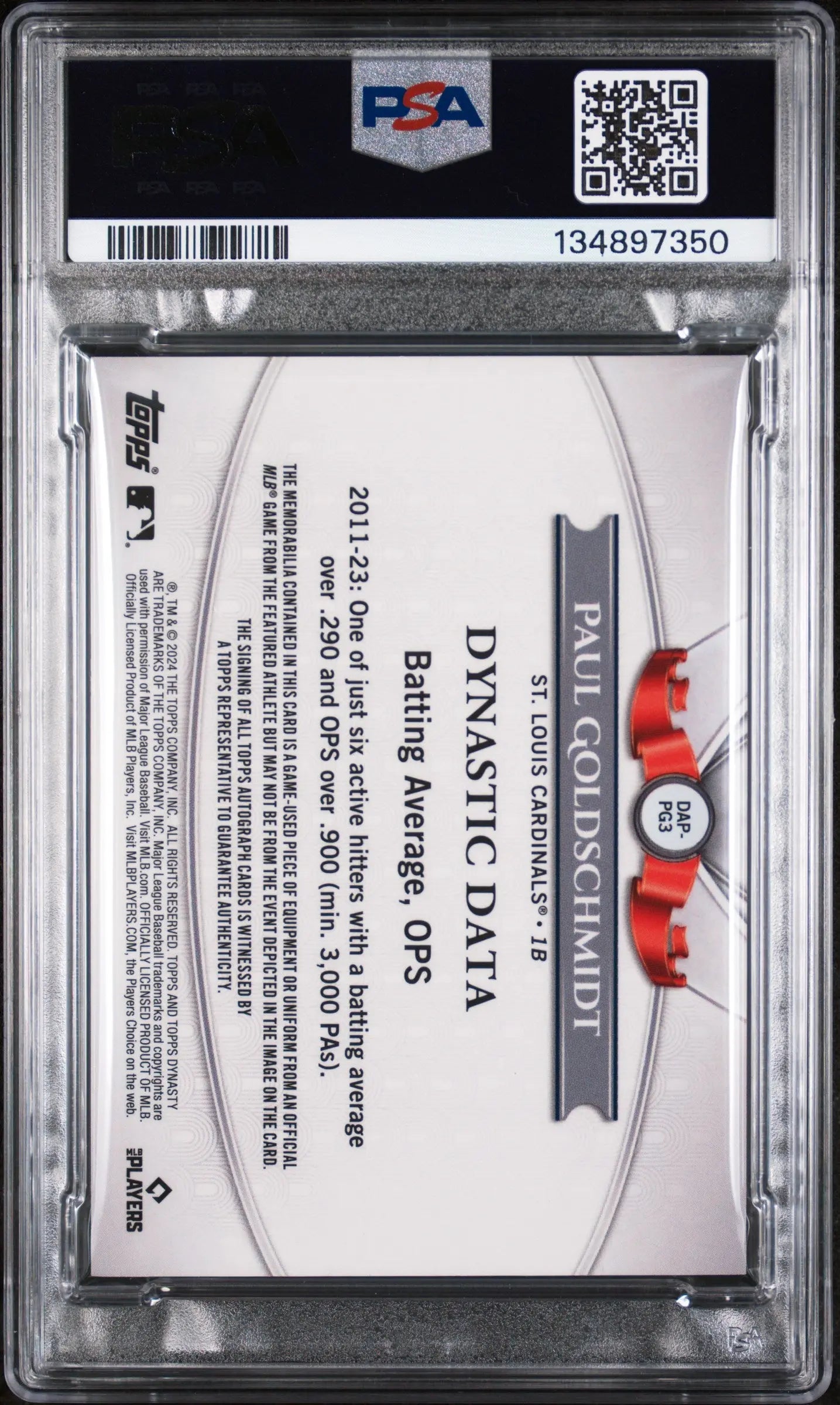 2024 Topps Dynasty Autograph Auto Patch Paul Goldschmidt Silver /5 PSA 10 