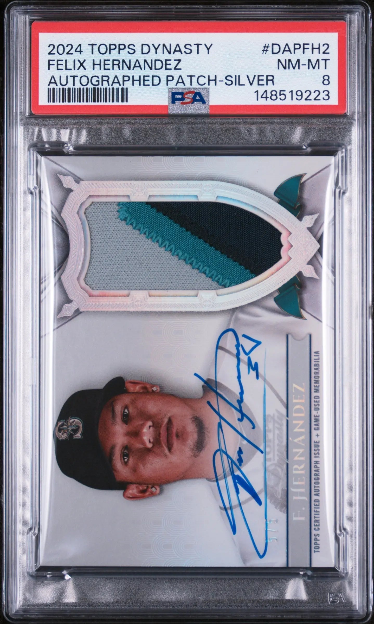 2024 Topps Dynasty Autographed Patch Felix Hernandez Auto Silver /5 PSA 8 