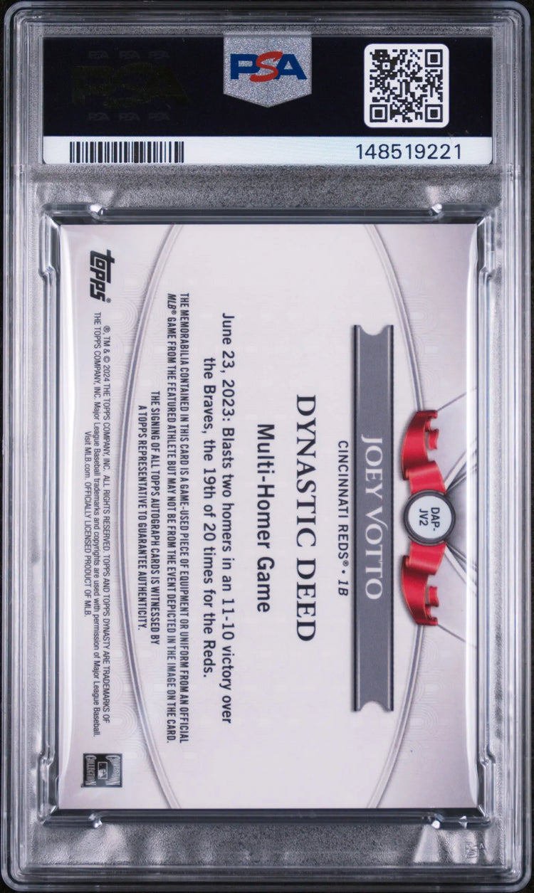 2024 Topps Dynasty Autographed Patch Joey Votto Auto /10 PSA 8 