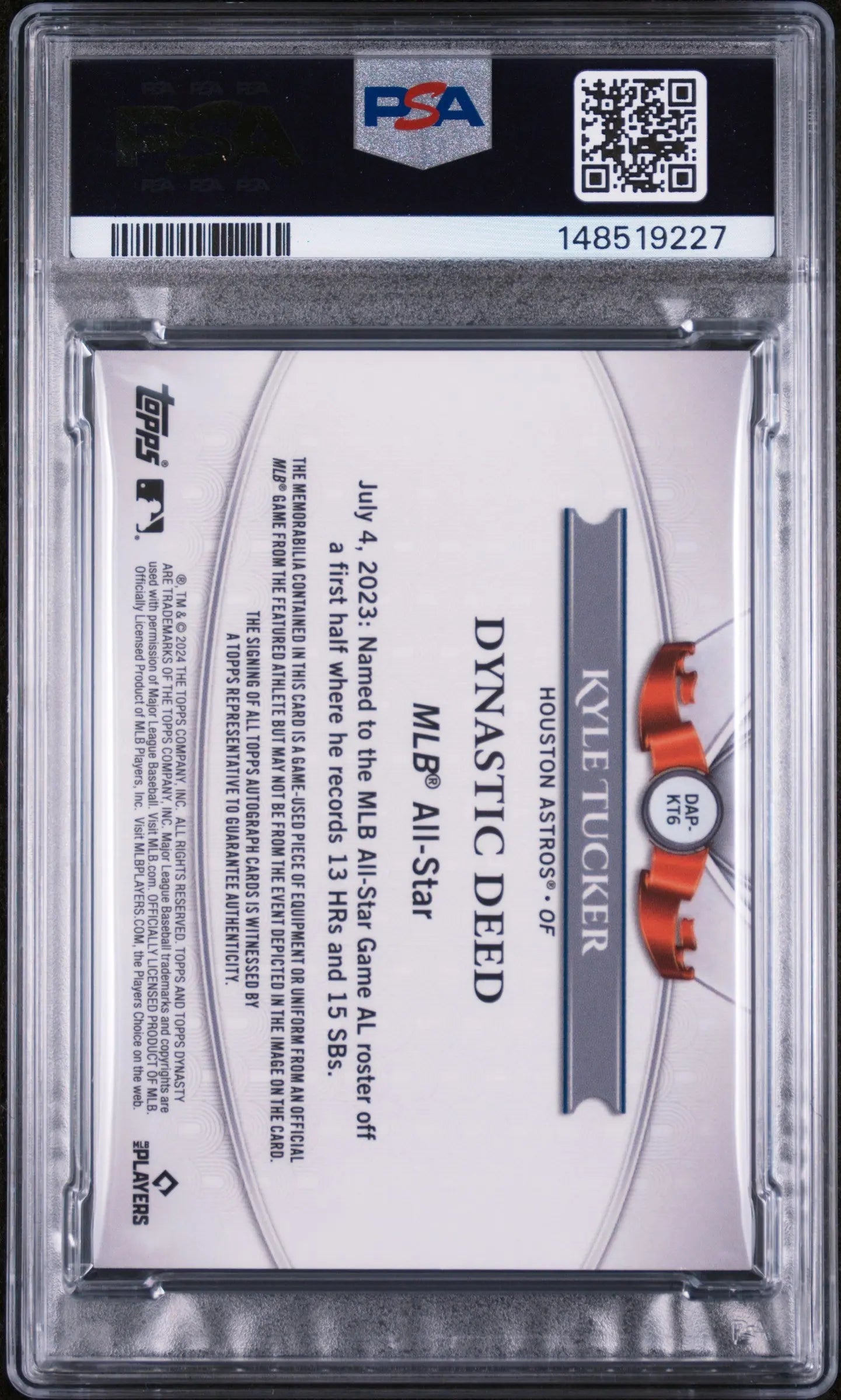 2024 Topps Dynasty Autographed Patch Kyle Tucker Auto /10 PSA 9 