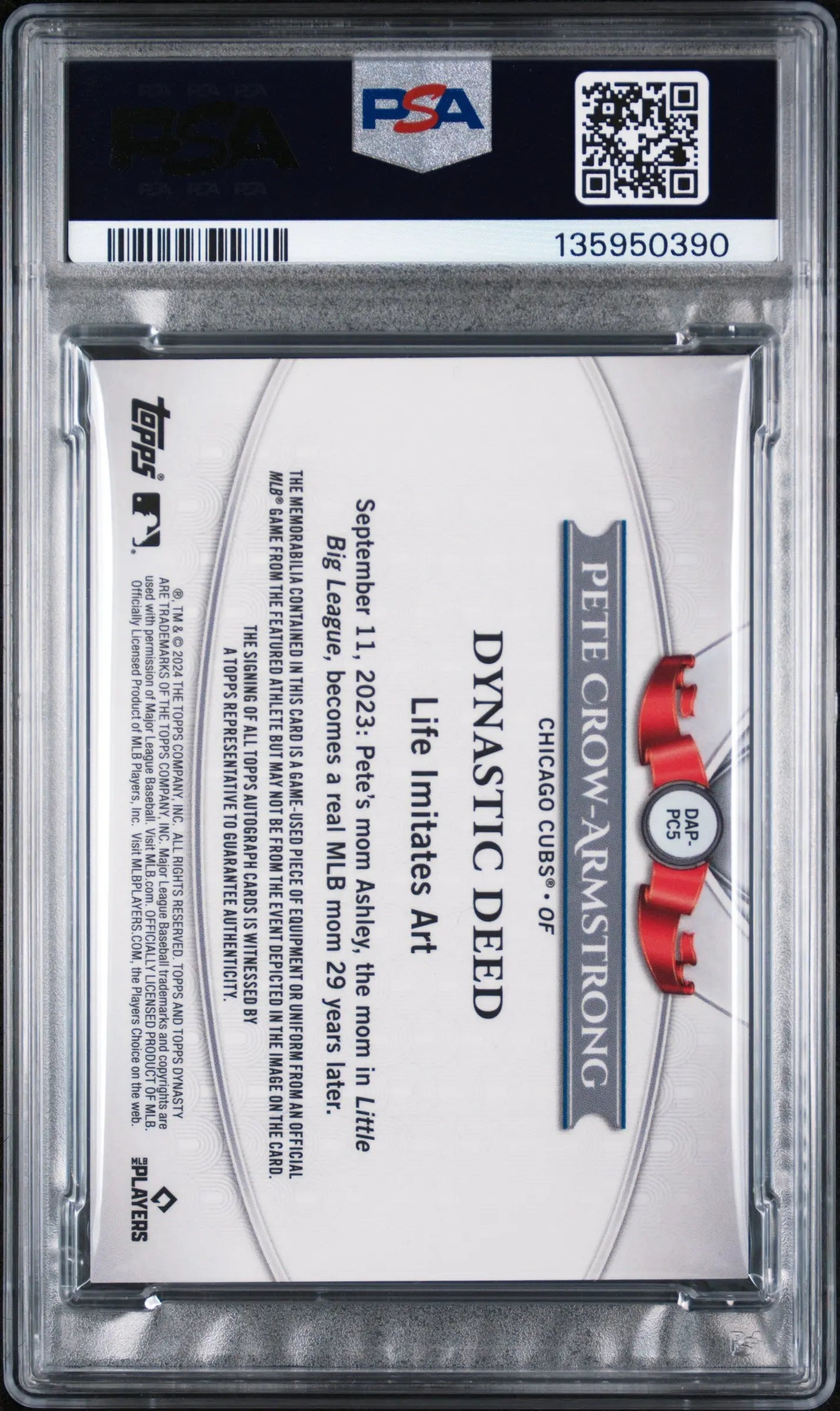 2024 Topps Dynasty Patch Auto Pete Crow-Armstrong RC Silver /6 PSA 8 