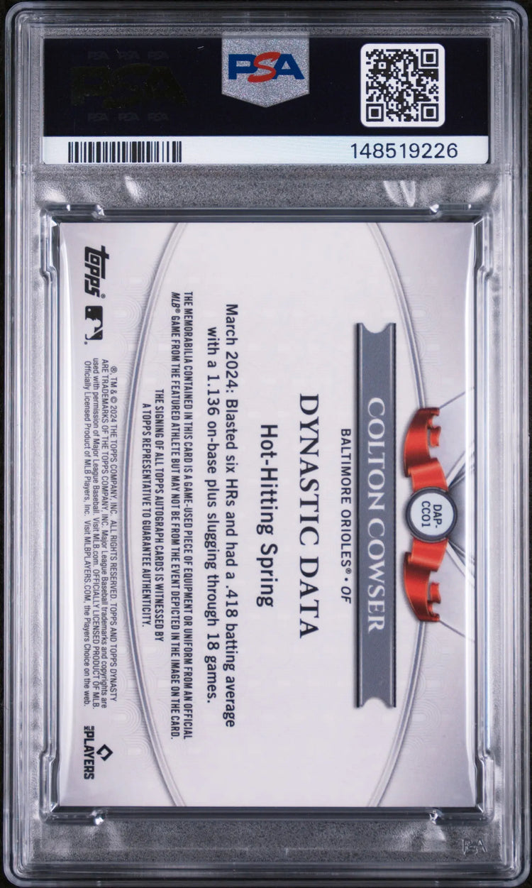 2024 Topps Dynasty Rookie Autographed Patch Colton Cowser Auto Silver /5 PSA 10 