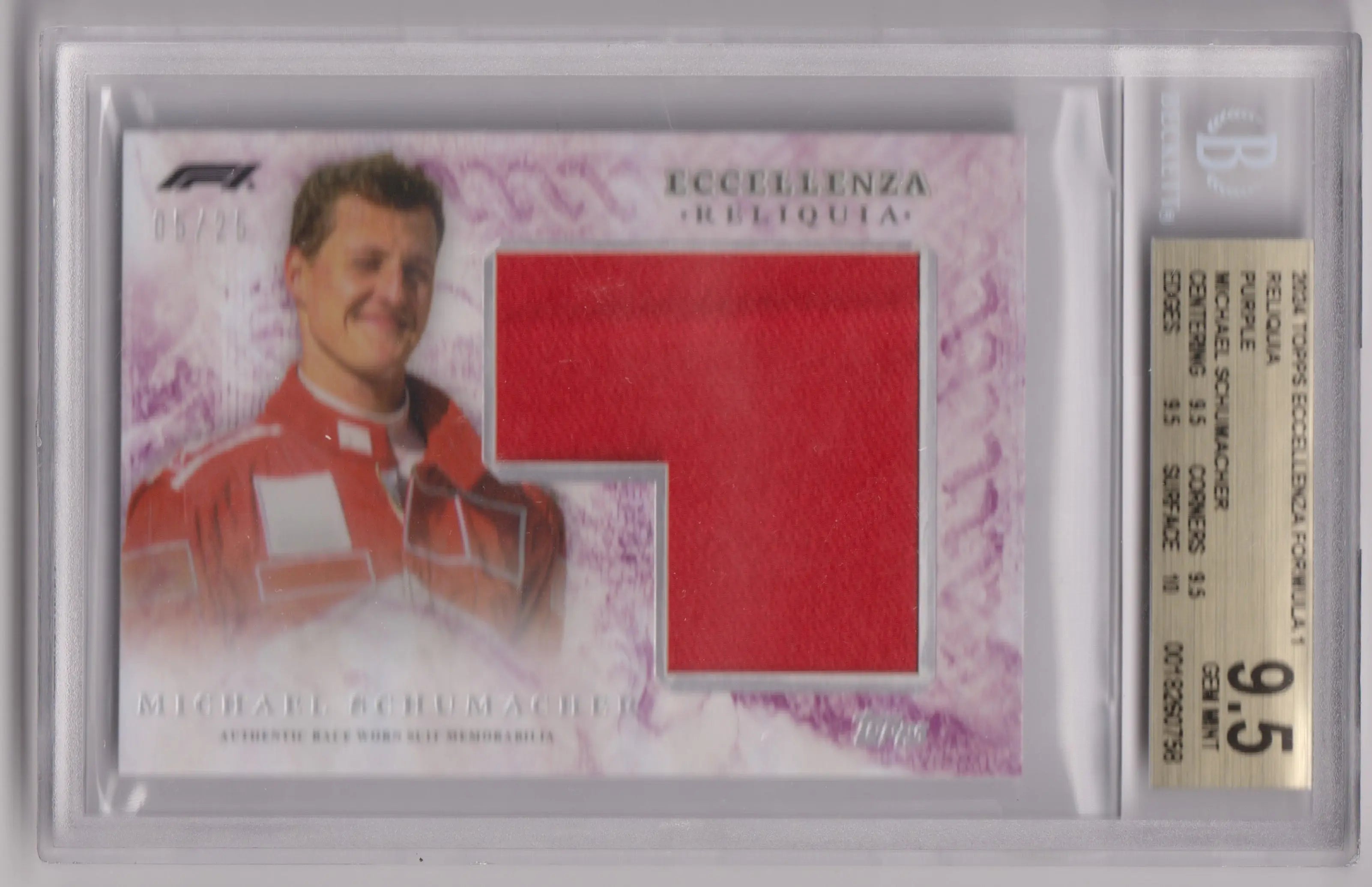 2024 Topps Eccellenza Formula 1 Reliquia Patch Michael Schumacher Purple BGS 9.5 