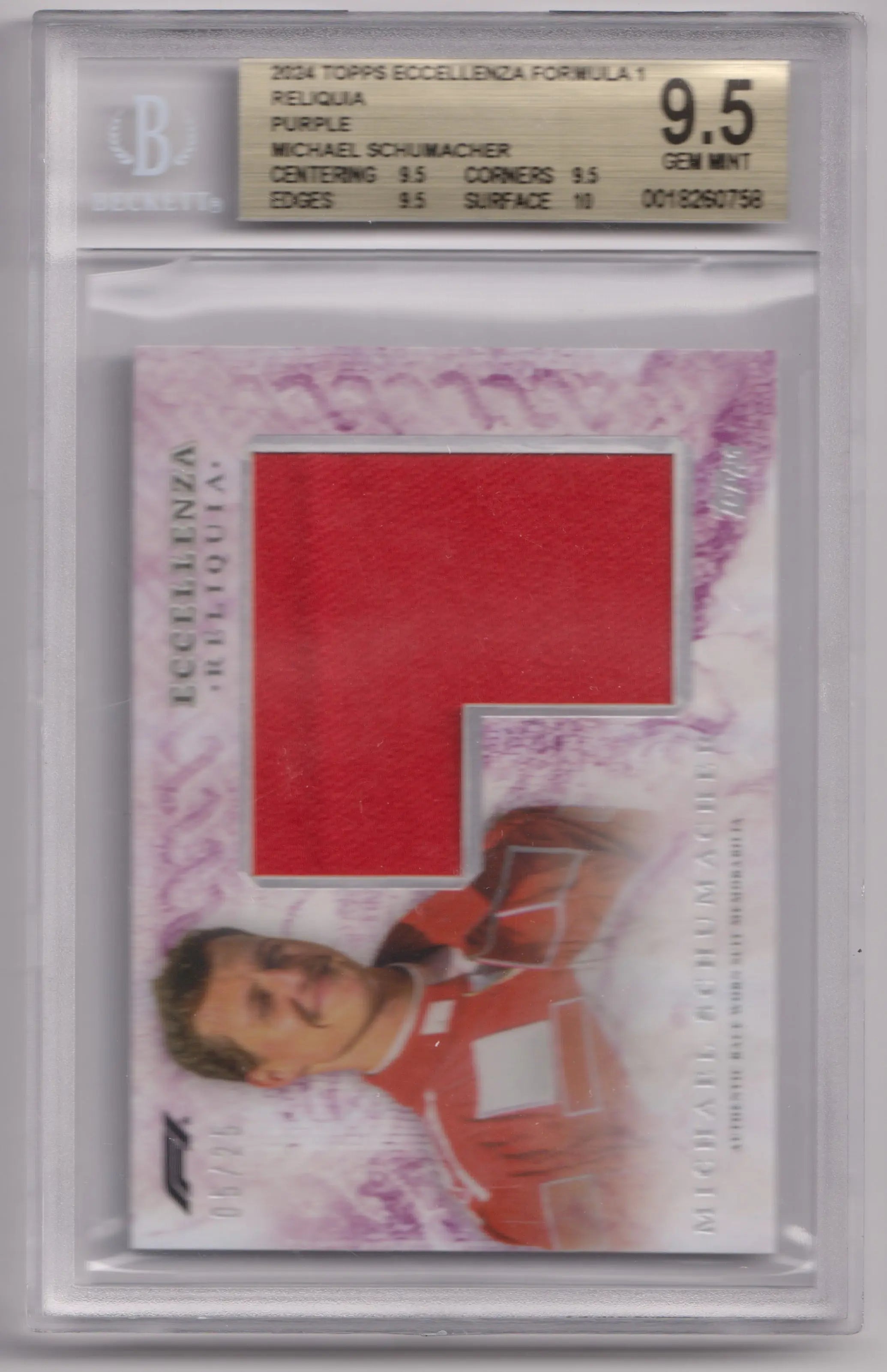 2024 Topps Eccellenza Formula 1 Reliquia Patch Michael Schumacher Purple BGS 9.5 
