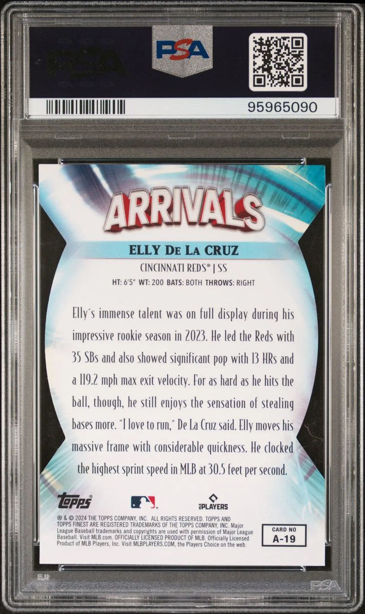 2024 Topps Finest Arrivals Rookie Elly De La Cruz Die Cut RC PSA 10 