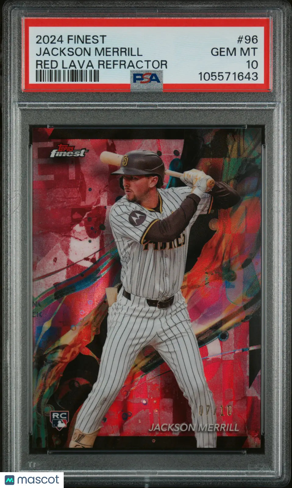 2024 Topps Finest Baseball Jackson Merrill RC Red Lava Refractor PSA 10 /10 