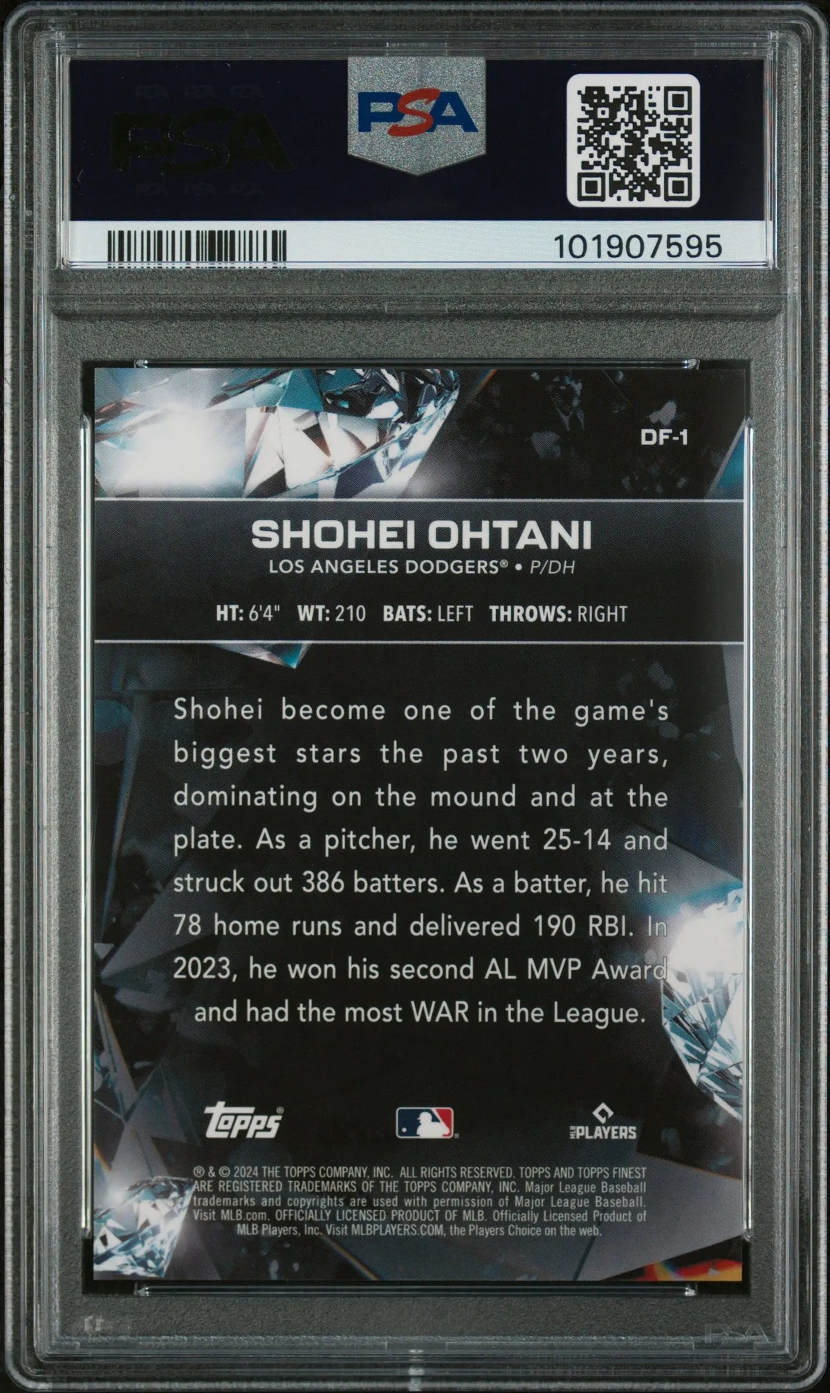 2024 Topps Finest Diamond Finest Shohei Ohtani PSA 10 