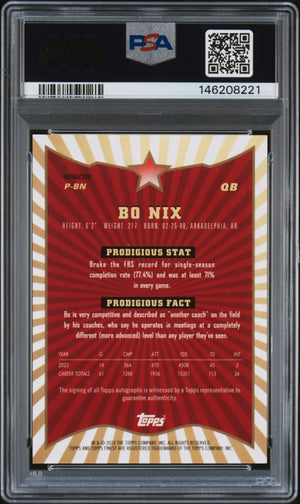 2024 Topps Finest Prodigies Autographs Bo Nix Auto Refractor RC PSA 9 Auto 10 
