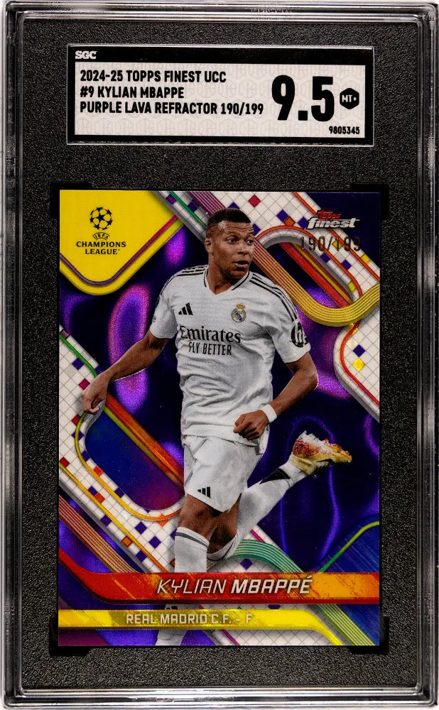 2024 Topps Finest UCC Kylian Mbappe  Purple Lava Refractor /199 SGC 9.5 