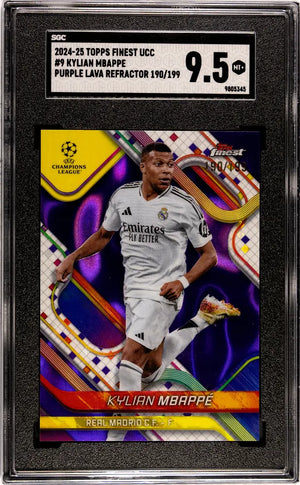 2024 Topps Finest UCC Kylian Mbappe  Purple Lava Refractor /199 SGC 9.5 