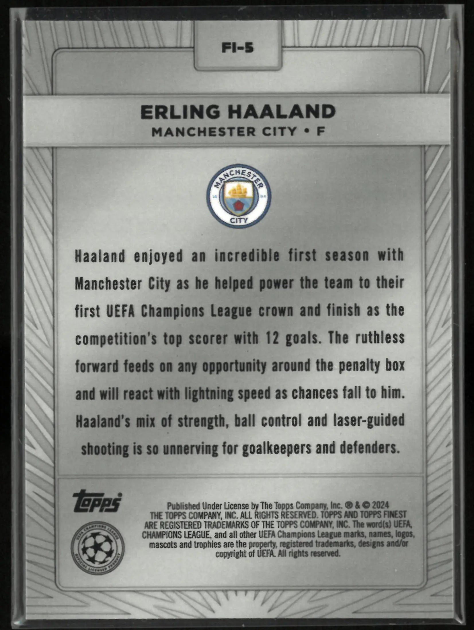 2024 Topps Finest UEFA Champions League Silver Haaland SP 