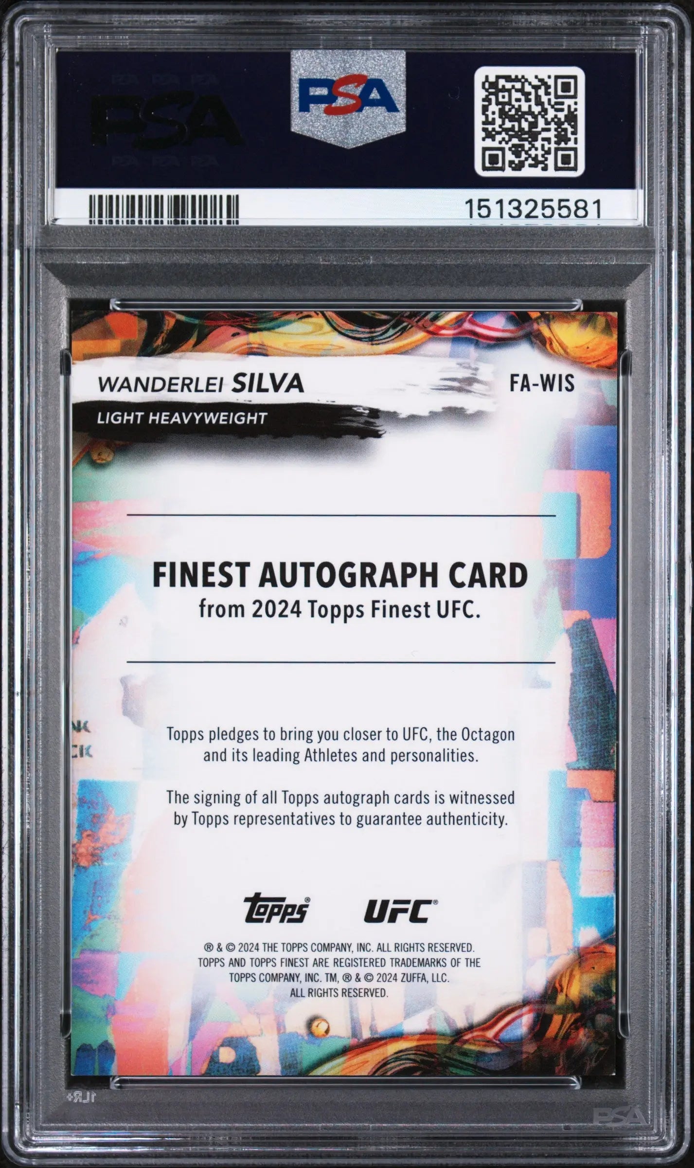 2024 Topps Finest UFC Autographs Wanderlei Silva Auto Gold Shimmer /39 PSA 9 