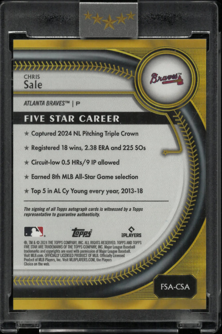 2024 Topps Five Star Autograph Chris Sale Auto Blue /25 