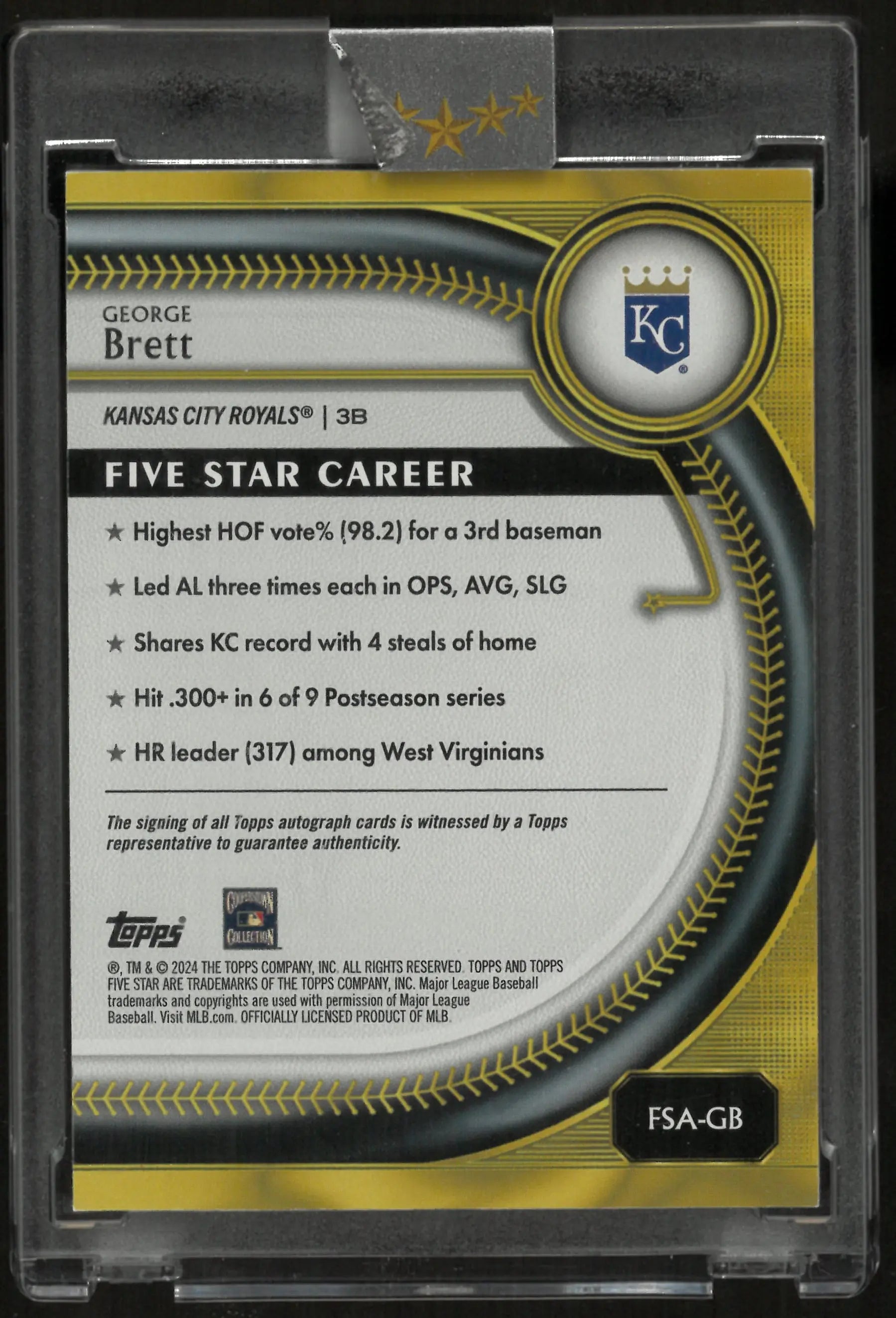 2024 Topps Five Star Autograph George Brett Auto Orange /10 