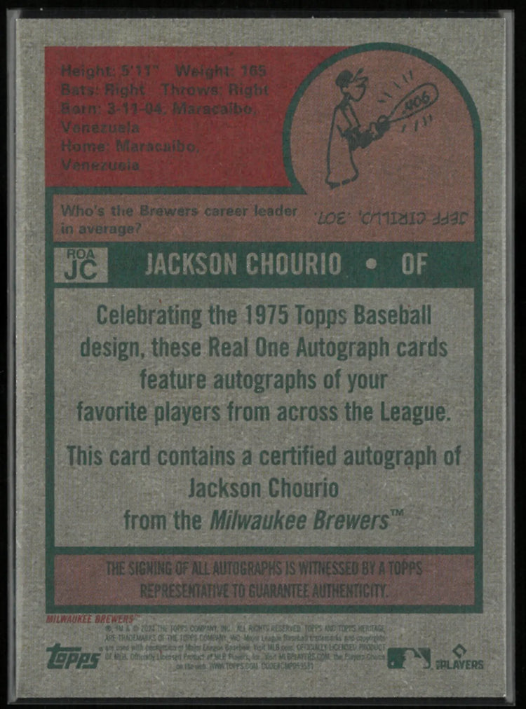 2024 Topps Heritage Rookie Autograph Jackson Chourio Auto RC 
